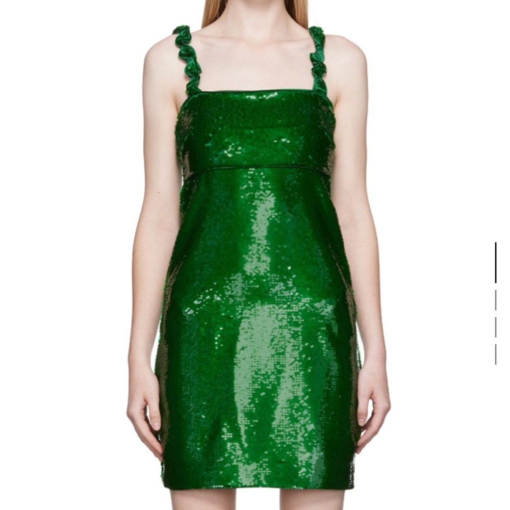 GANNI Satin-trimmed sequined crepe mini dress